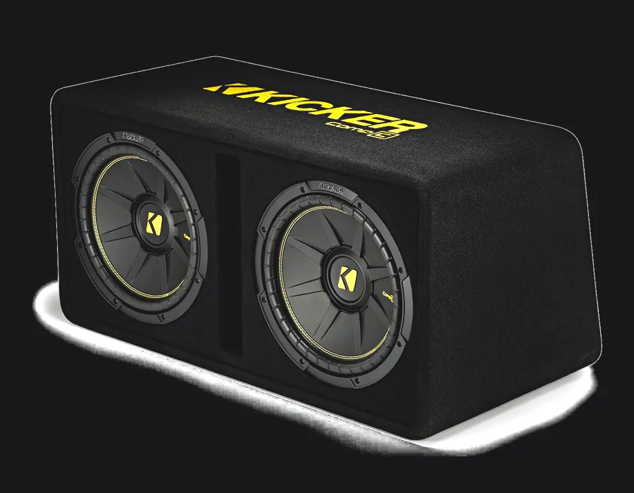 Kicker dual 12 CVS yellow-stitch enclosure